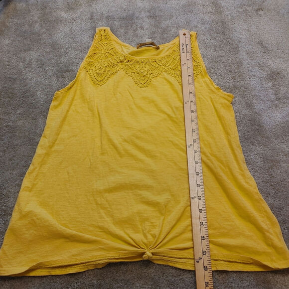 LOFT Size Small S Yellow Sleeveless Tank Top Lace Detailing Boho Festival - Picture 5 of 8